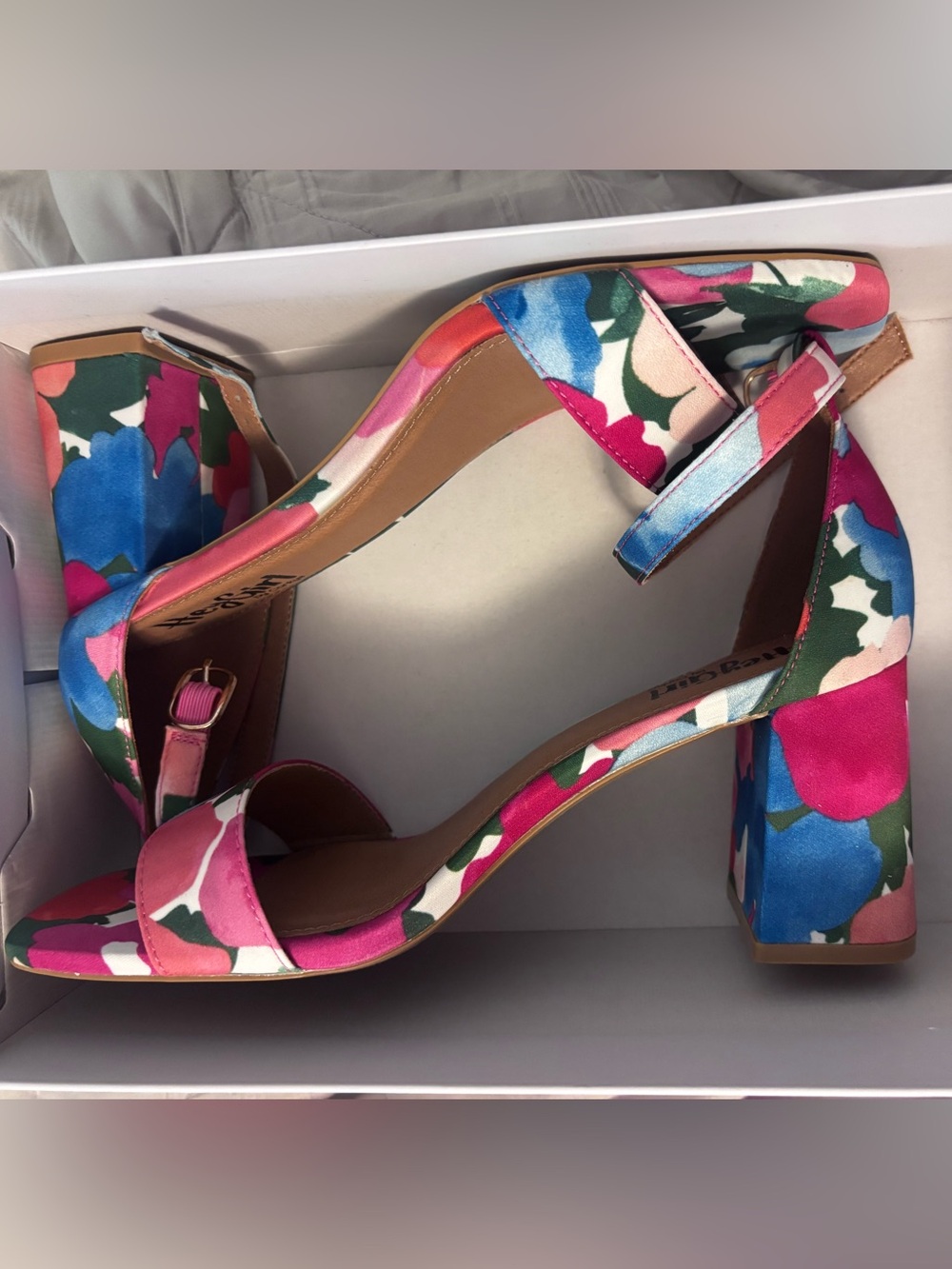 Corkys Floral Print Pink Block Heel Sandals - Women's